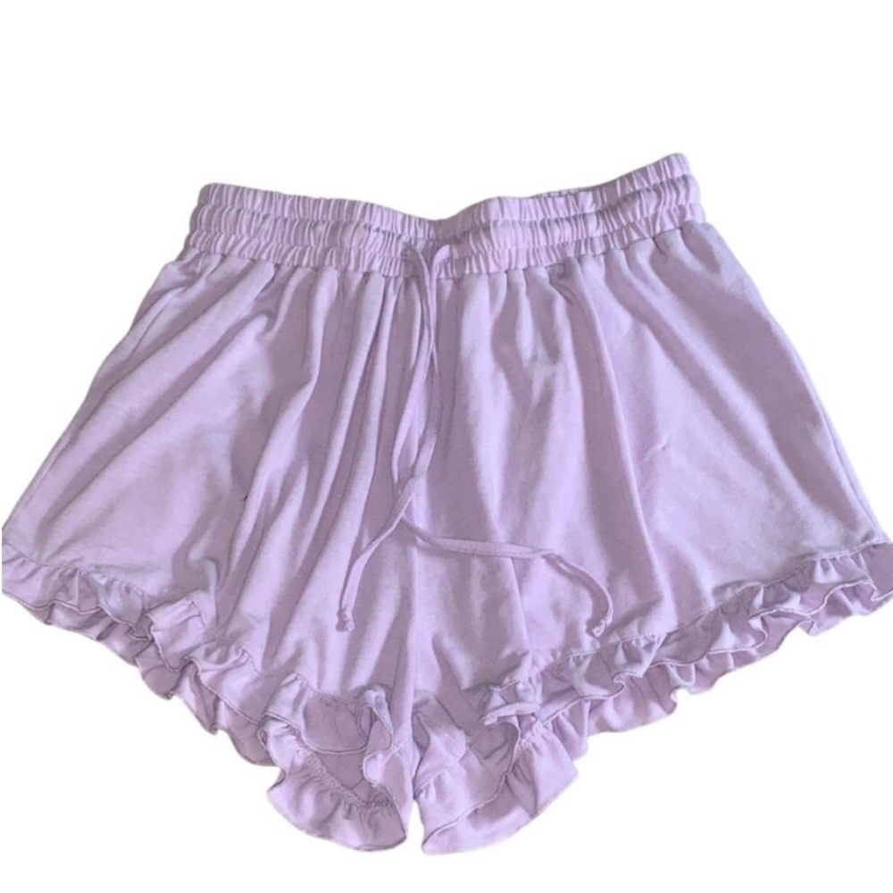 Pretty Garbage Lavender Ruffle Hem Shorts